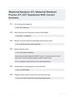 Maternal Newborn ATI, Maternal Newborn Proctor ATI |207 Questions| With Correct Answers.