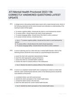 ATI Mental Health Proctored 2023  156 CORRECTLY ANSWERED QUESTIONS LATEST UPDATE