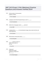 ANT 2410 Exam 2 FAU (Martinez) Practice Questions and Answers Verified  2024