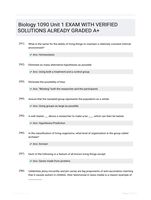 Biology 1090 Unit 1 EXAM WITH VERIFIED SOLUTIONS ALREADY GRADED A+