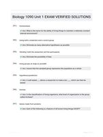 Biology 1090 Unit 1 EXAM  VERIFIED SOLUTIONS