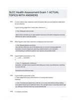 SLCC Health Assessment Exam 1 ACTUAL TOPICS WITH ANSWERS
