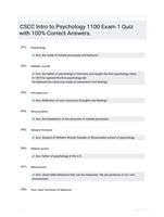 CSCC Intro to Psychology 1100 Exam 1 Quiz with 100% Correct Answers.