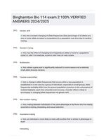 Binghamton Bio 114 exam 2 100%  VERIFIED ANSWERS  2024/2025