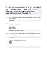 MDU4031 Exam 3 LATEST 2024 ACTUAL EXAM ALL QUESTIONS AND CORRECT DETAILED ANSWERS WITH RATIONALES (VERIFIED ANSWERS) |ALREADY GRADED A+