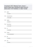 Ameritech 2021 Medical Term. Exam 1 QUESTIONS AND ANSWERS NEW UPDATE 2024/2025 TOP RANKED A+ BEST EXAM