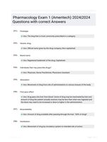 Pharmacology Exam 1 (Ameritech) 2024|2024 Questions with correct Answers