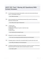 ACCY 201 Test 1 Burney |62 Questions| With Correct Answers.