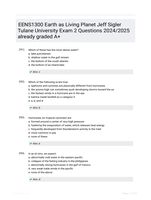 EENS1300 Earth as Living Planet Jeff Sigler Tulane University Exam 2 Questions 2024/2025  already graded A+