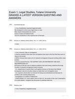 Exam 1, Legal Studies, Tulane University GRADED A LATEST  VERSION QUESTINS AND ANSWERS