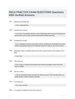 RECA PRACTICE EXAM QUESTIONS Questions With Verified  Answers