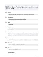 103 Final Exam Practice Questions and Answers Verified  2024