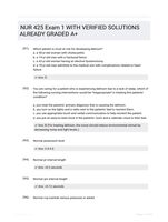 NUR 425 Exam 1 WITH VERIFIED SOLUTIONS ALREADY GRADED A+