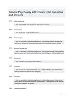 General Psychology 2301 Exam 1 Set questions and answers
