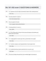 Bio 181 ASU exam 3 QUESTIONS & ANSWERS