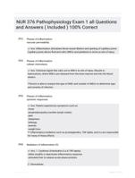 NUR 376 Pathophysiology Exam 1 all Questions and Answers ( Included ) 100% Correct