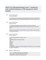 NUR 376 Pathophysiology Exam 1 Questions with Verified Solutions (138 Questions) 2024 Update