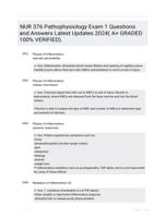 NUR 376 Pathophysiology Exam 1 Questions and Answers Latest Updates 2024( A+ GRADED 100% VERIFIED).
