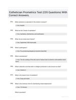 Esthetician Prometrics Test |235 Questions| With Correct Answers.