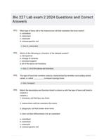 Bio 227 Lab exam 2 2024 Questions and Correct Answers