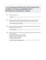 1-12 AP Biology EXAM 2024 QUESTIONS WITH CORRECT DETAILED ANSWERS WITH RATIONALES |VERIFIED|A+ GRADE