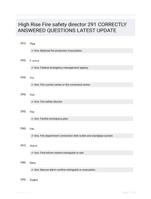 High Rise Fire safety director 291 CORRECTLY ANSWERED QUESTIONS LATEST UPDATE