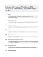 Champions Principles of Real Estate 2 90 CORRECTLY ANSWERED QUESTIONS LATEST UPDATE