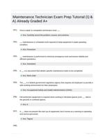 Maintenance Technician Exam Prep Tutorial (Q & A) Already Graded A+