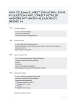 MHA 702 Exam 2 LATEST 2024 ACTUAL EXAM 91 QUESTIONS AND CORRECT DETAILED ANSWERS WITH RATIONALES|ALREADY GRADED A+