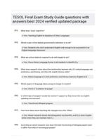 TESOL Final Exam Study Guide questions with answers best 2024 verified updated package