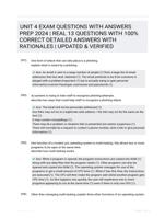 UNIT 4 EXAM QUESTIONS WITH ANSWERS PREP 2024 | REAL 13 QUESTIONS WITH 100% CORRECT DETAILED ANSWERS WITH RATIONALES | UPDATED & VERIFIED