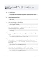 Lines Insurance EXAM 2024 Questions and Answers