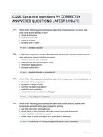 CSMLS practice questions 99 CORRECTLY ANSWERED QUESTIONS LATEST UPDATE
