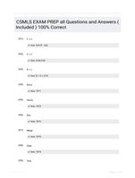 CSMLS EXAM PREP all Questions and Answers ( Included ) 100% Correct