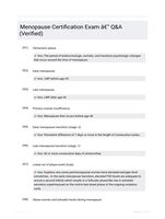 Menopause Certification Exam - Q&A (Verified)