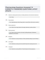 Pharmacology Questions Answered 14 CORRECTLY ANSWERED QUESTIONS LATEST UPDATE