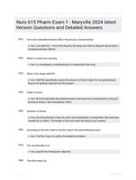 Nurs 615 Pharm Exam 1 - Maryville 2024 latest Version Questions and Detailed Answers