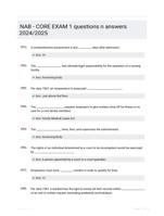 NAB - CORE EXAM 1 questions n answers 2024/2025
