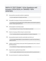 NUR 615 TEST EXAM 1 Q/As Questions and Answers 2024/2025( A+ GRADED 100% VERIFIED).