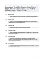 Business of Retail Certification Exam (Latest 2024/ 2024 Update) Questions and Verified Answers| 100% Correct| Grade A