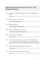 Esthetician State Board Exam Quiz for 2024 Updated Solutions