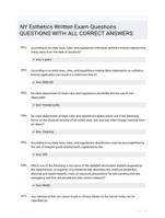 NY Esthetics Written Exam Questions QUESTIONS  WITH ALL CORRECT ANSWERS