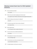 Waxing License Exam Quiz for 2024 Updated Solutions