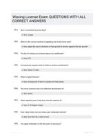 Waxing License Exam QUESTIONS  WITH ALL CORRECT ANSWERS