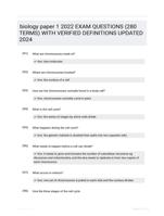 biology paper 1 2022 EXAM QUESTIONS (280 TERMS) WITH VERIFIED DEFINITIONS UPDATED 2024
