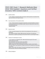 PSYC 2301 Exam 1: Research Methods (New 2024/ 2024 Update) | Questions  and Verified Answers| 100% Correct| Grade A
