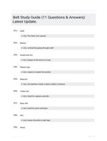 Belt Study Guide (11 Questions & Answers) Latest Update.