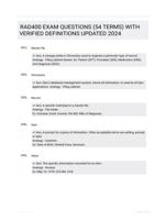 RAD400 EXAM QUESTIONS (54 TERMS) WITH VERIFIED DEFINITIONS UPDATED 2024