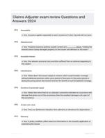 Claims Adjuster exam review Questions and Answers 2024