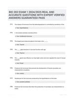 BIO 202 EXAM 1 2024/2025 REAL AND ACCURATE QUESTIONS WITH EXPERT VERIFIED ANSWERS GUARANTEED PASS